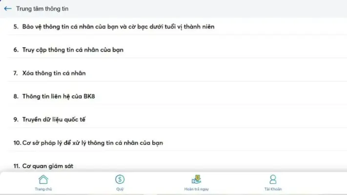 BK8 có trách nhiệm cập nhật điều khoản công khai rõ ràng