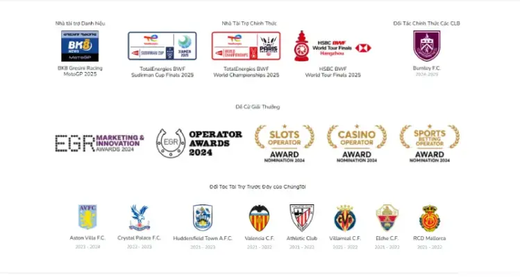 Tổng hợp các đối tác thương hiệu BK8